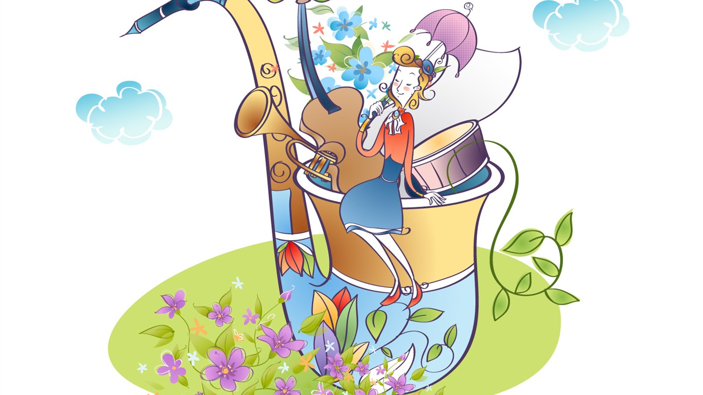 矢量卡通音樂 #5 - 1366x768