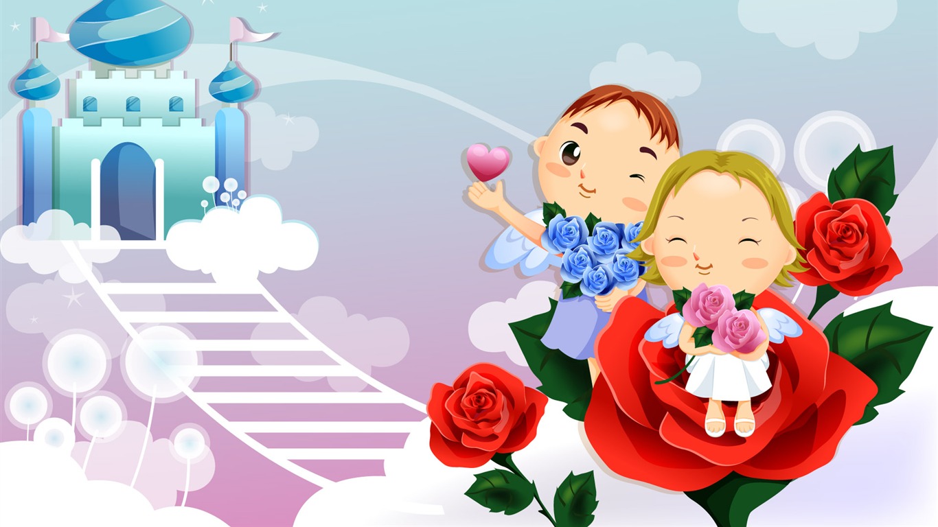 情人節矢量愛情 壁紙(一) #10 - 1366x768