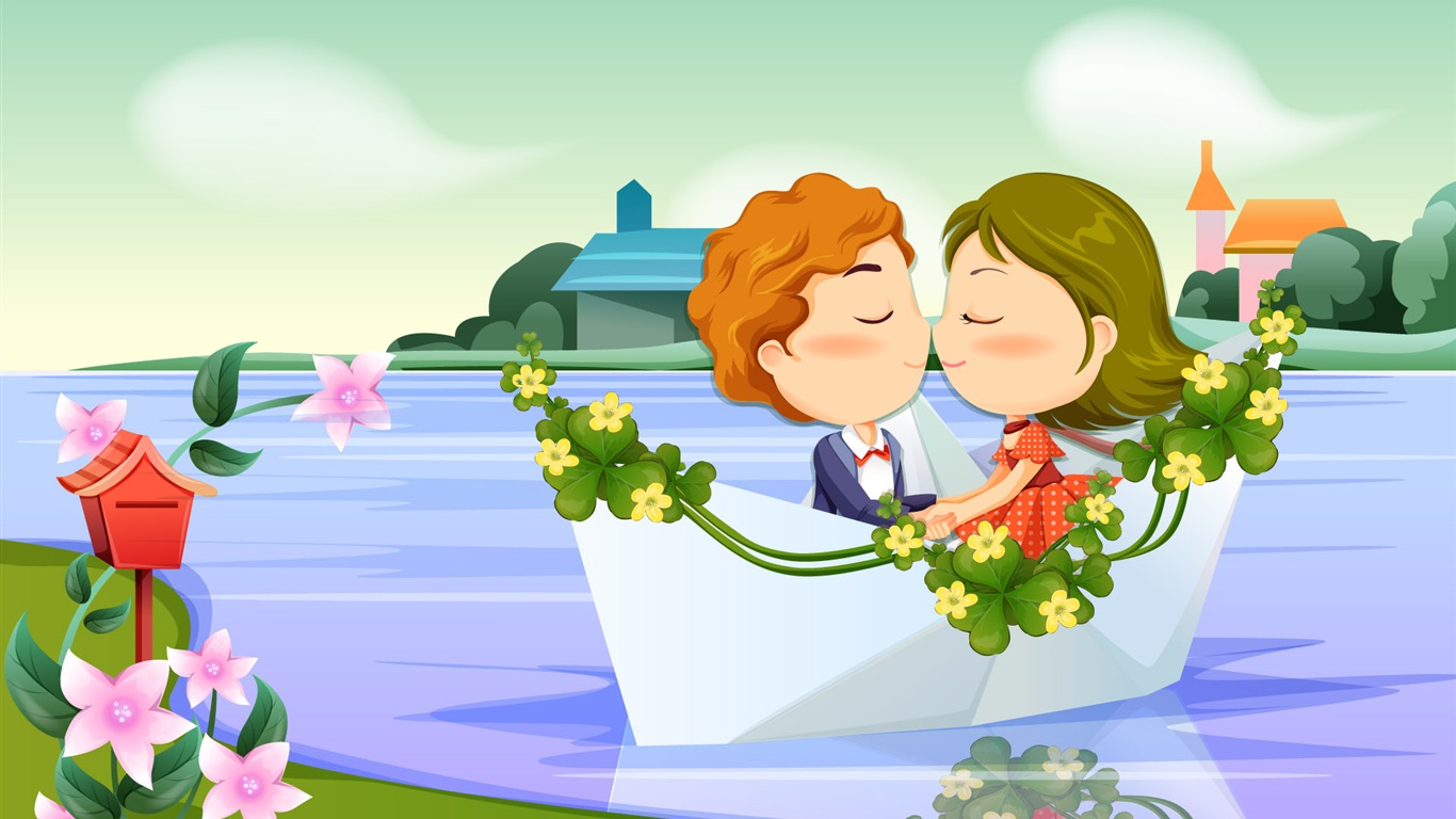 Valentine's Day Vector Love Wallpaper (2) #2 - 1366x768