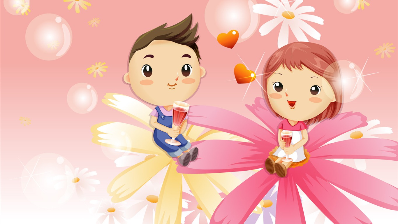 Valentinstag Love Vector Wallpaper (2) #3 - 1366x768