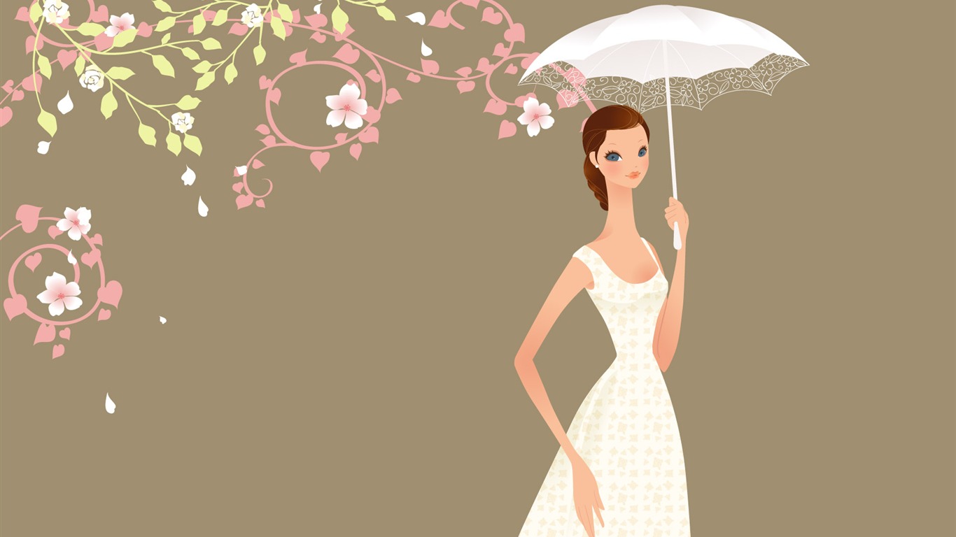 Vector Wallpaper Hochzeit Braut (2) #1 - 1366x768