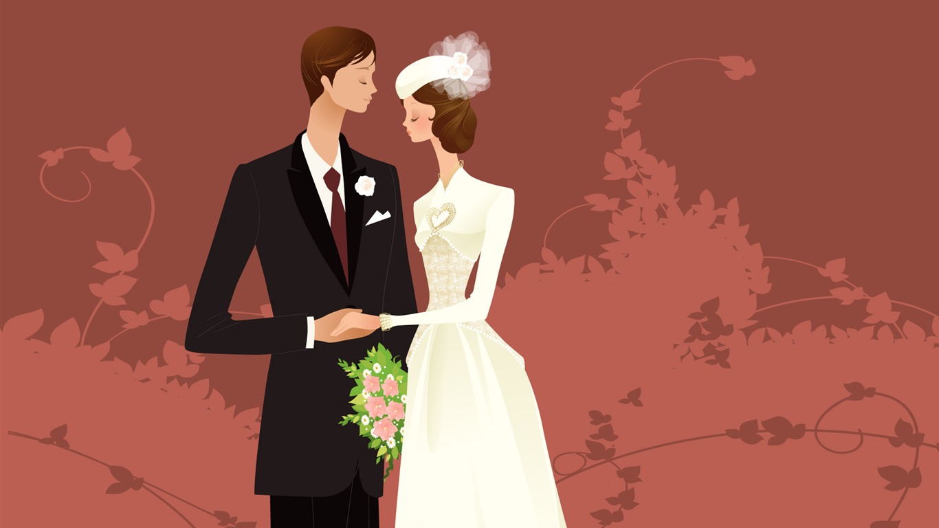 Vector wallpaper wedding bride (2) #5 - 1366x768