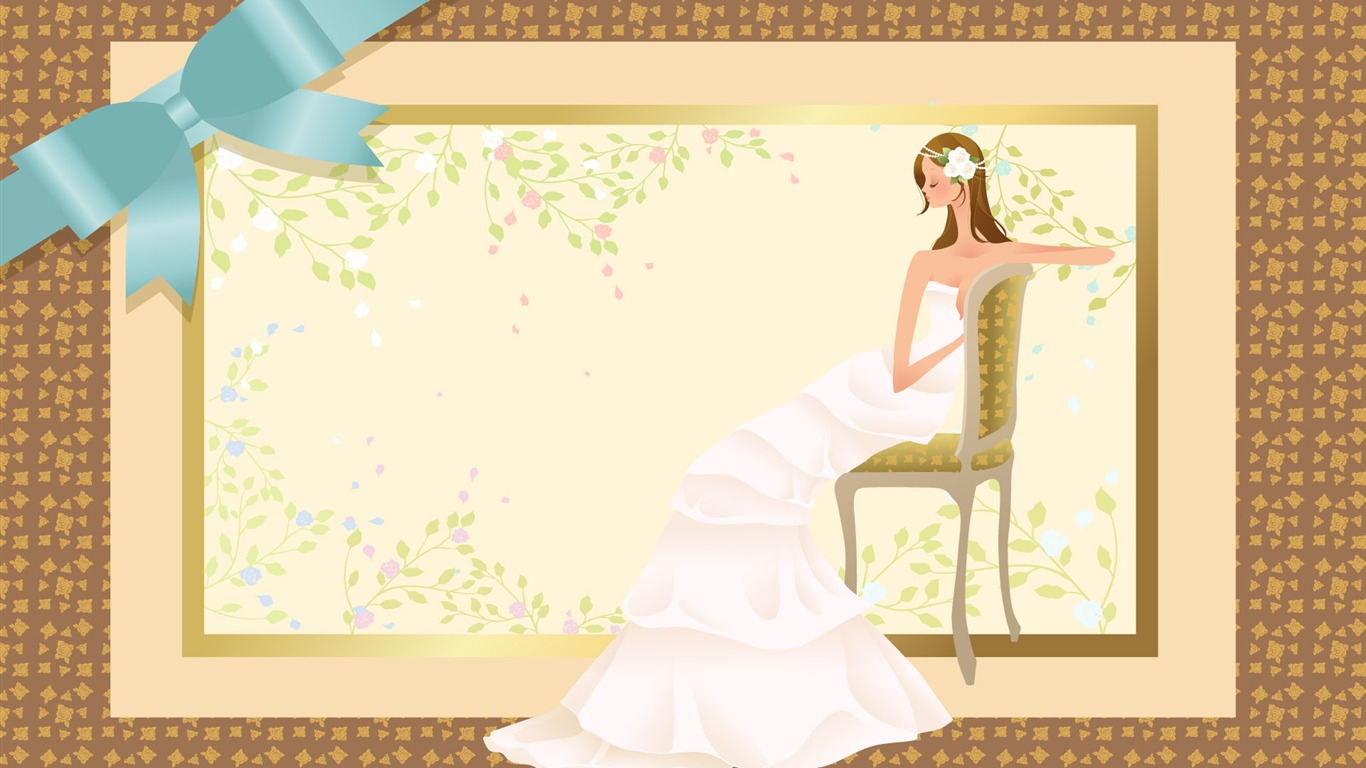 Vector mariée mariage papier peint (2) #11 - 1366x768