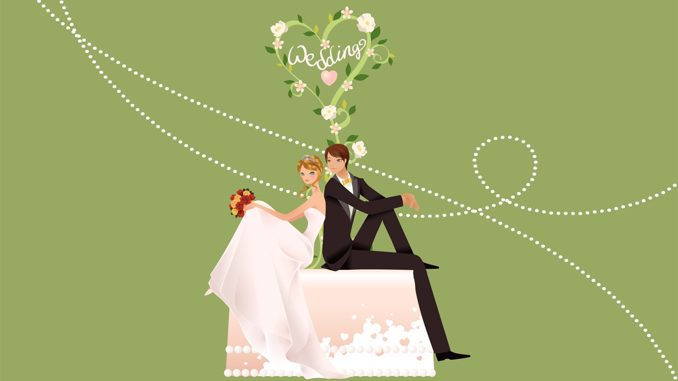 Vector Wallpaper Hochzeit Braut (2) #16 - 1366x768