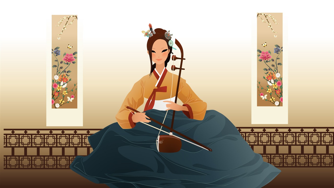 矢量朝鲜族女性 壁纸(一)5 - 1366x768