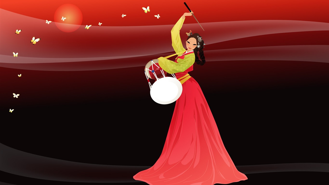 矢量朝鮮族女性 壁紙(一) #10 - 1366x768