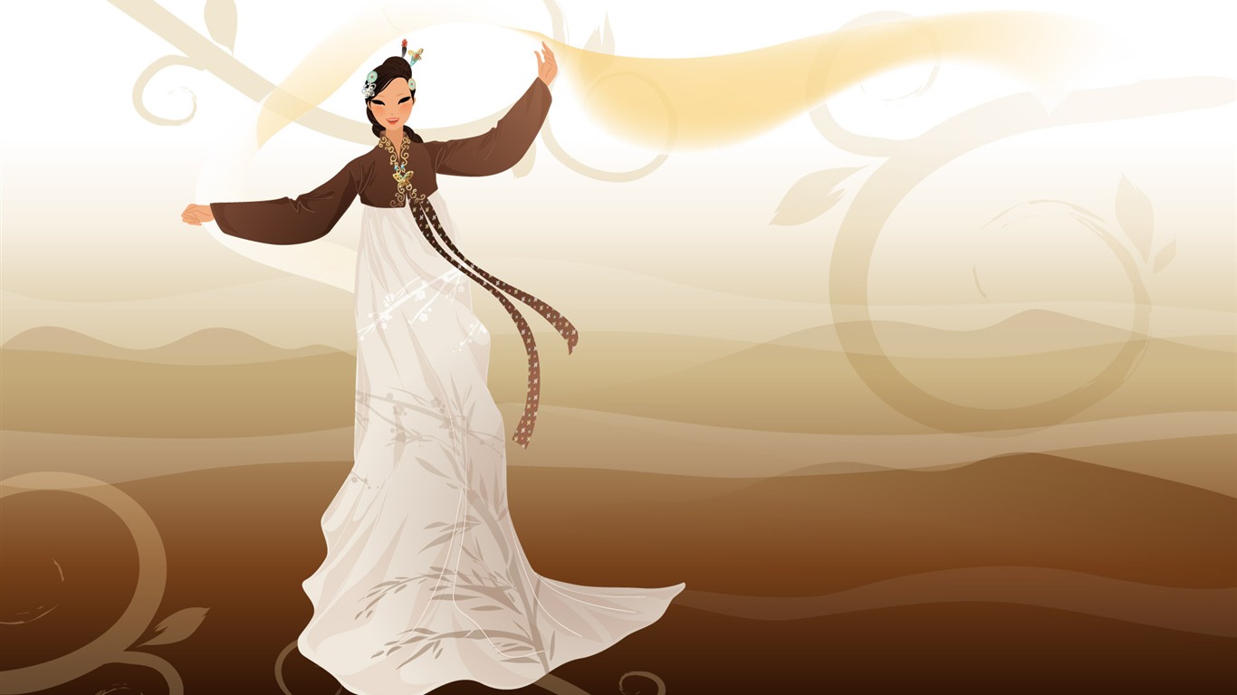 矢量朝鮮族女性 壁紙(一) #15 - 1366x768