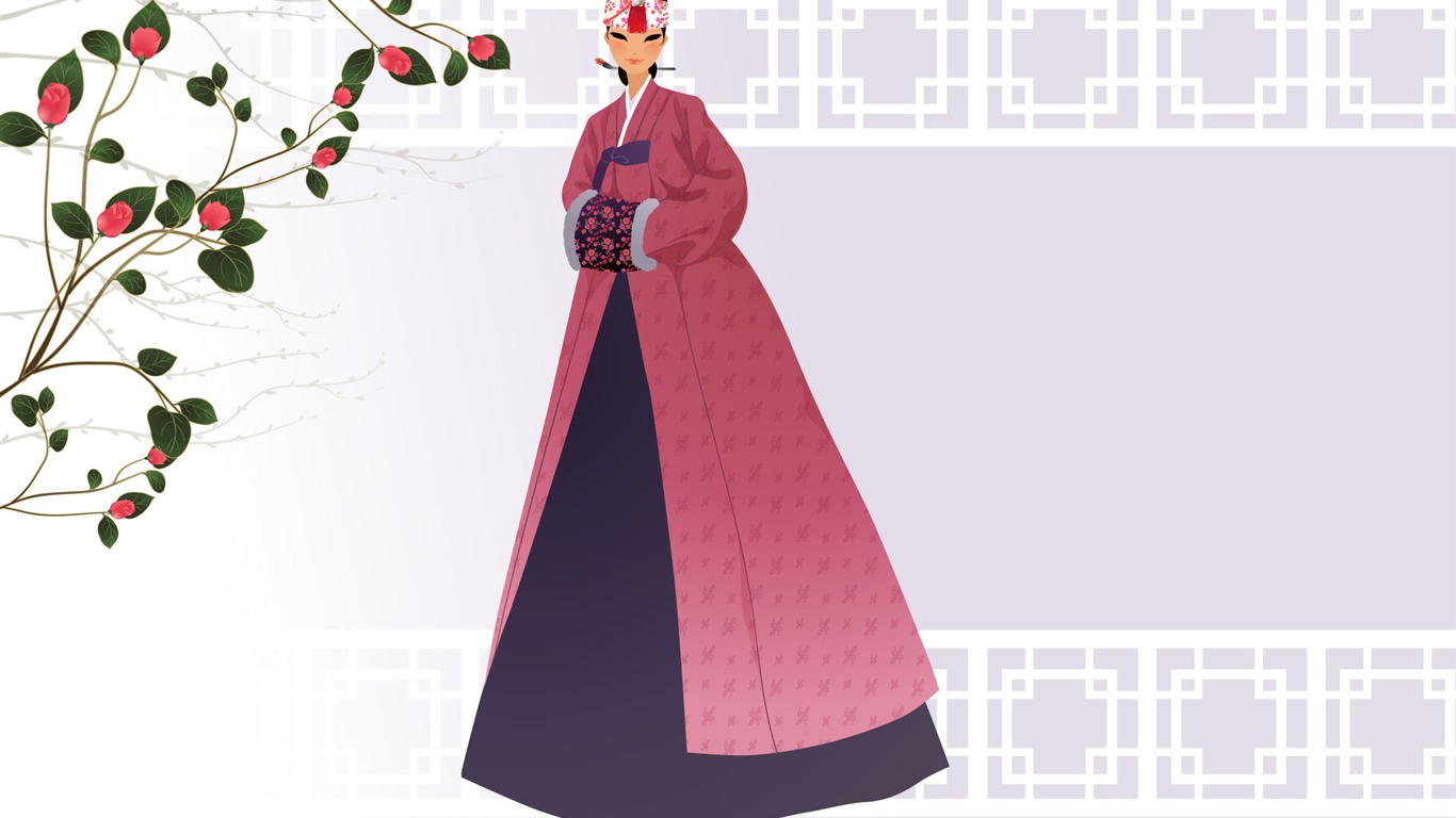 矢量朝鮮族女性 壁紙(一) #18 - 1366x768