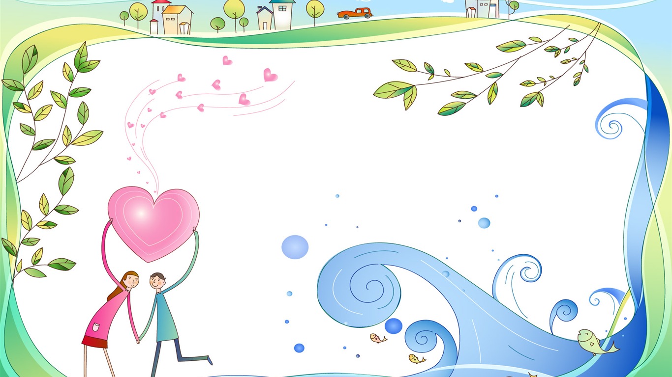 Cartoon Vector Lovers fond d'écran (1) #19 - 1366x768