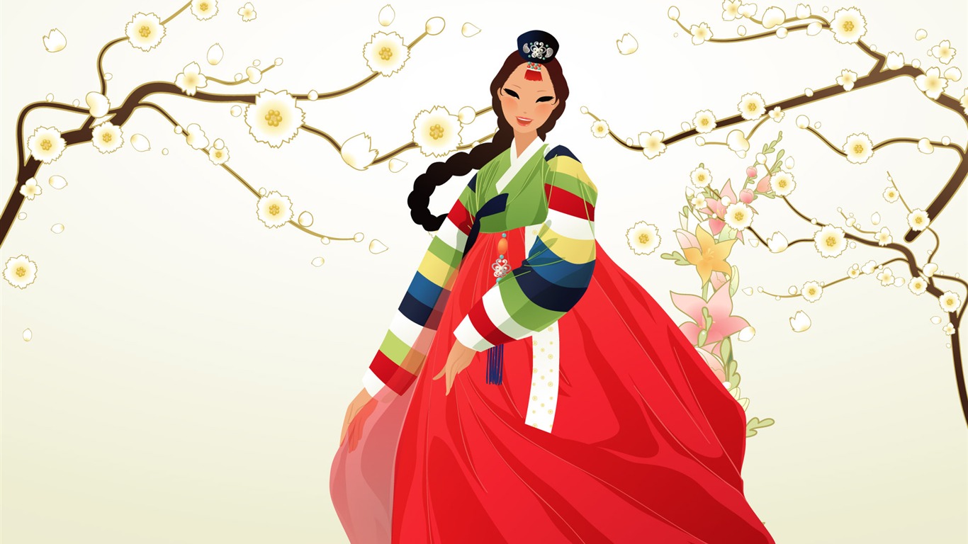 矢量朝鮮族女性 壁紙(二) #11 - 1366x768