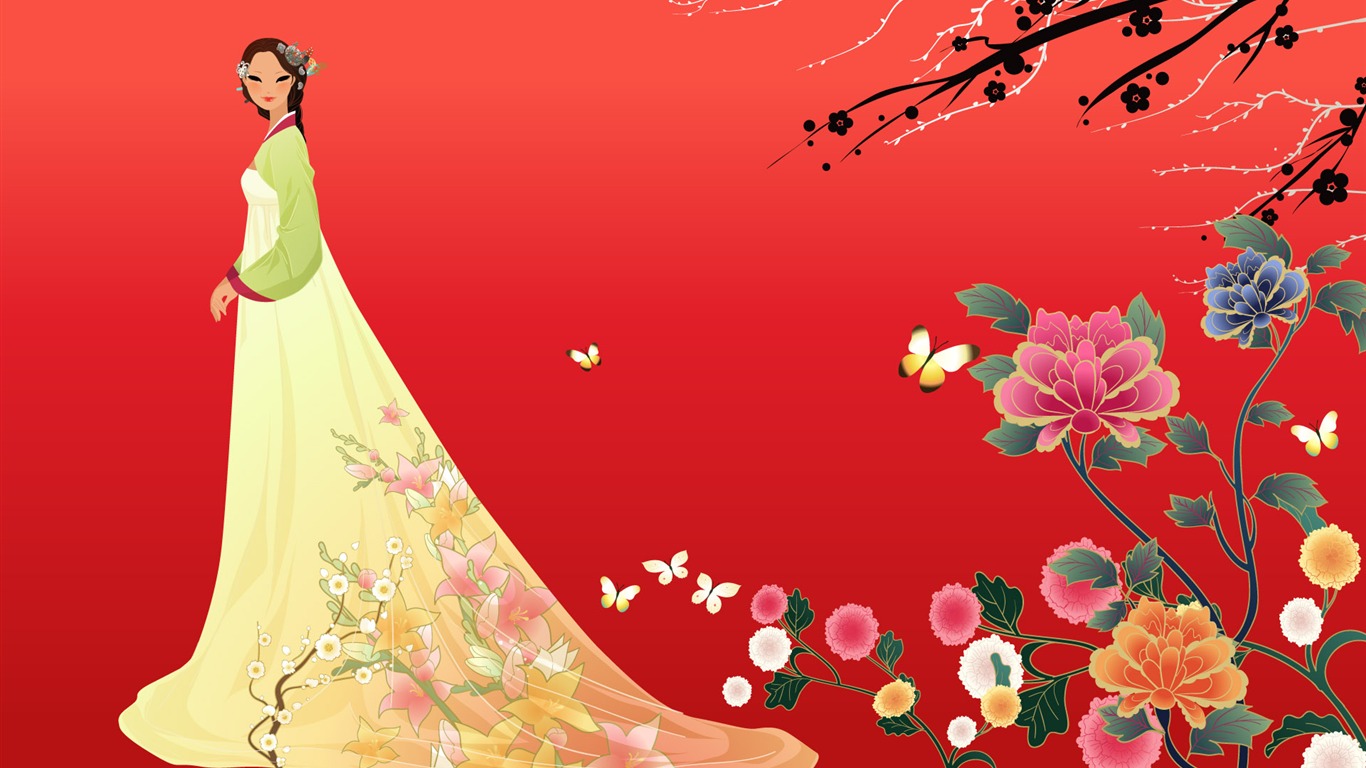 矢量朝鮮族女性 壁紙(二) #16 - 1366x768