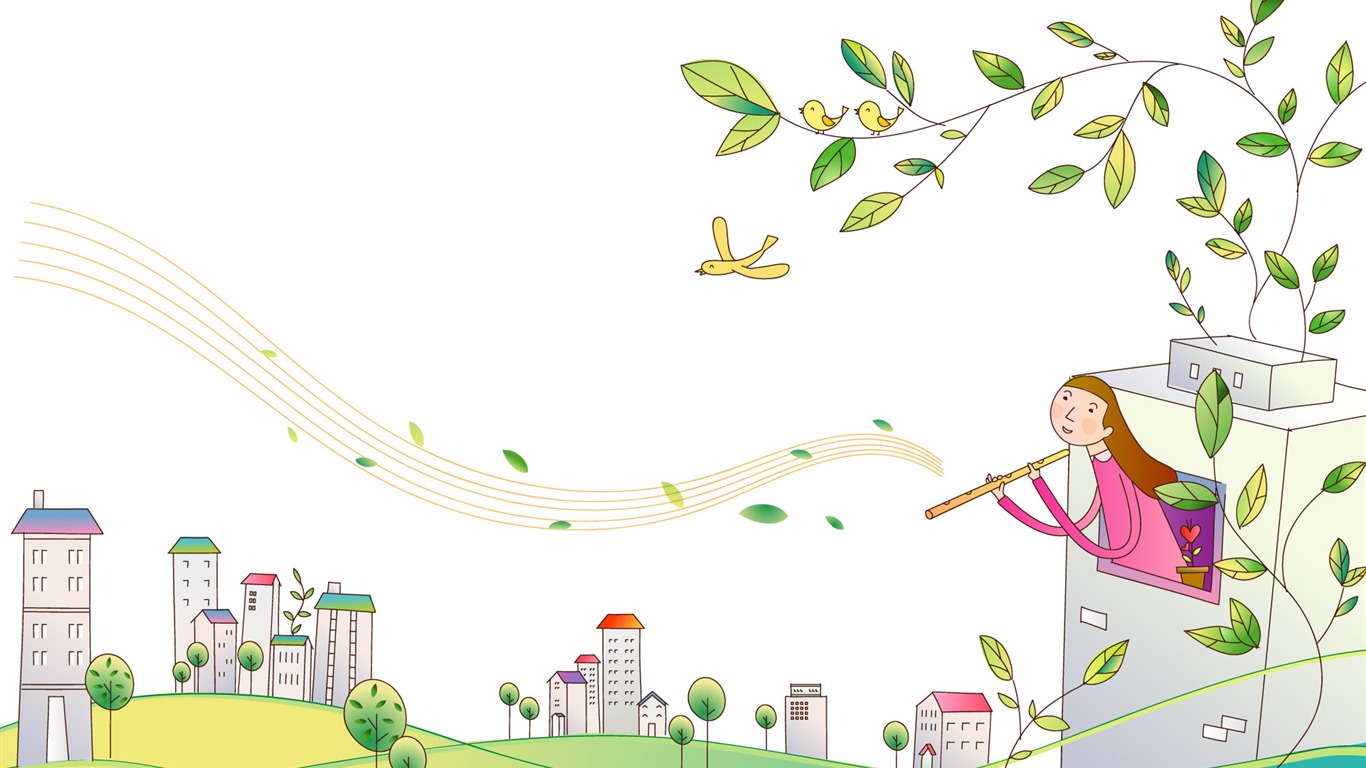 矢量卡通戀人 壁紙(二) #4 - 1366x768