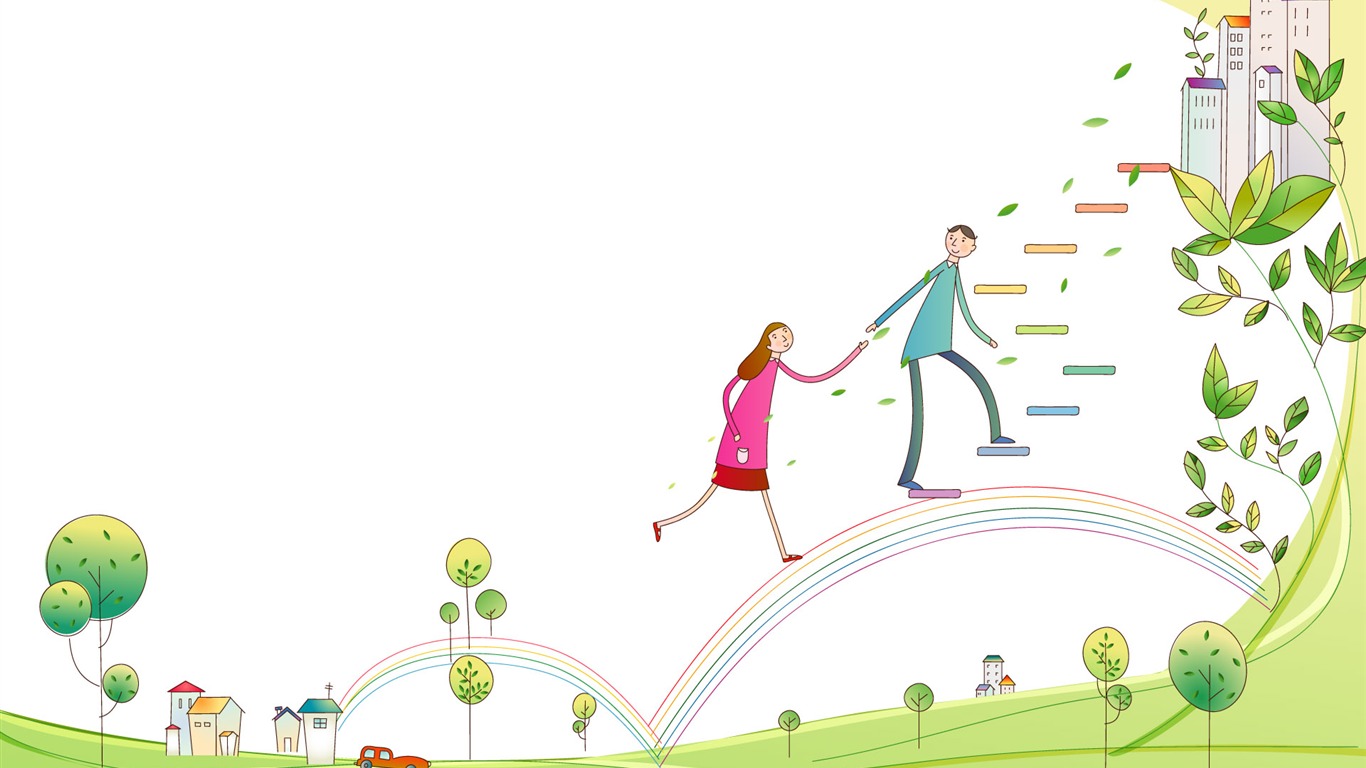 Vektorové karikatura milovníci tapety (2) #5 - 1366x768