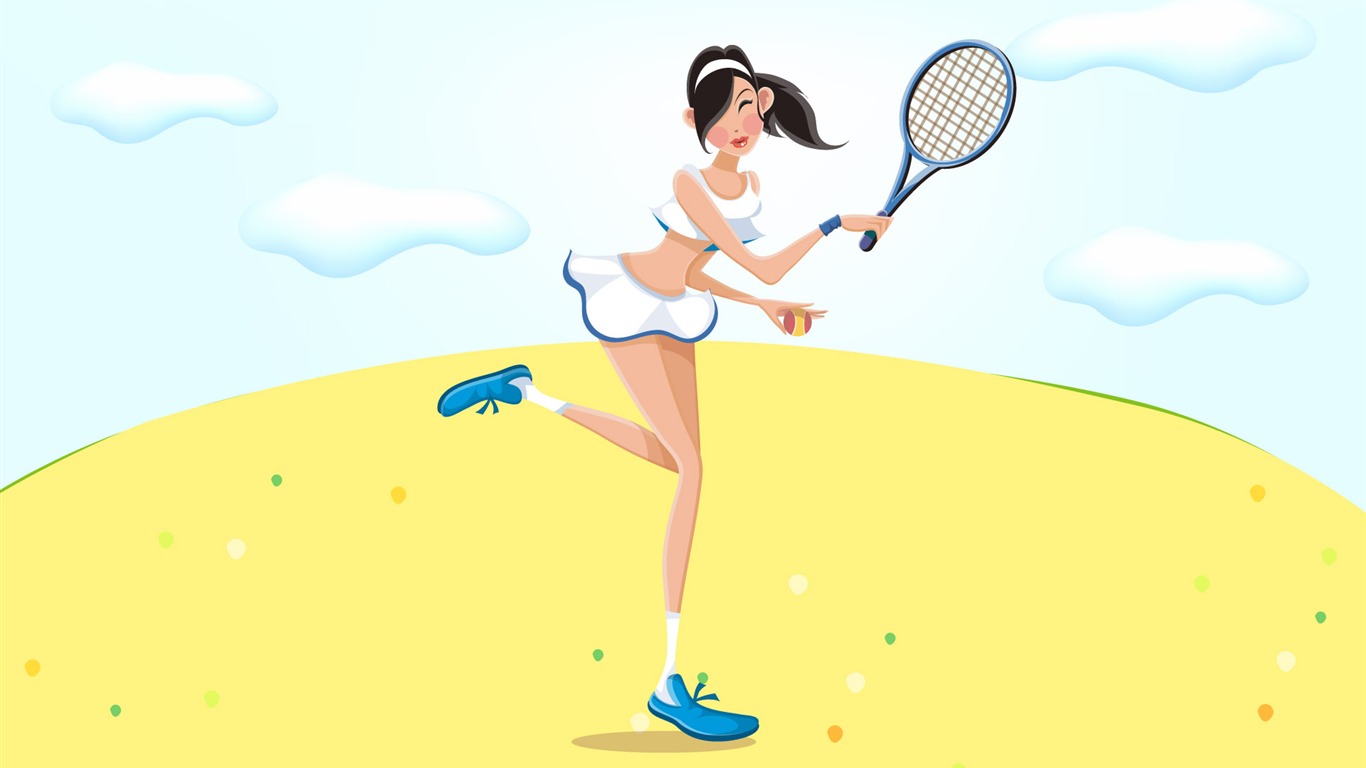 矢量女性休閒運動 #3 - 1366x768