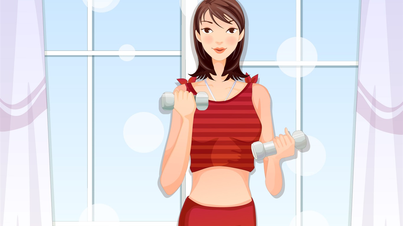 矢量女性休閒運動 #19 - 1366x768