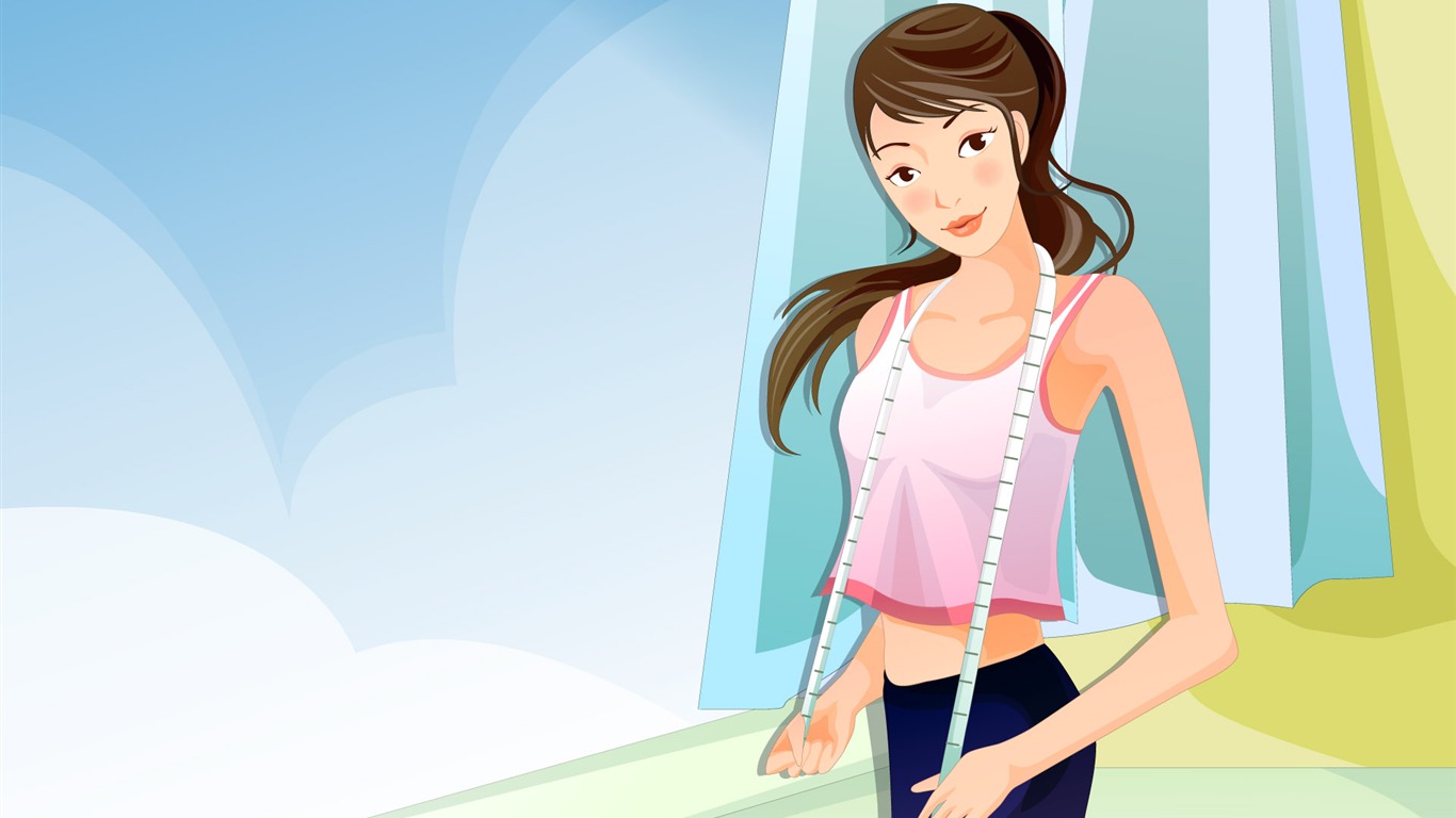 矢量女性休閒運動 #20 - 1366x768