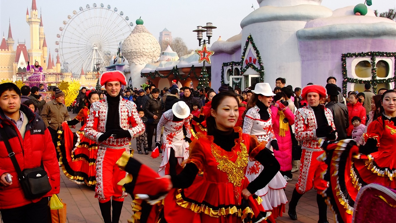 Happy Čínský Nový rok v Pekingu Yang Temple (prutu práce) #10 - 1366x768