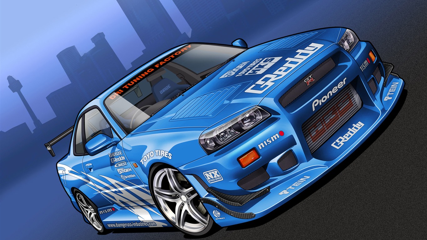 Hermoso fondo de pantalla de coches dibujar (2) #19 - 1366x768