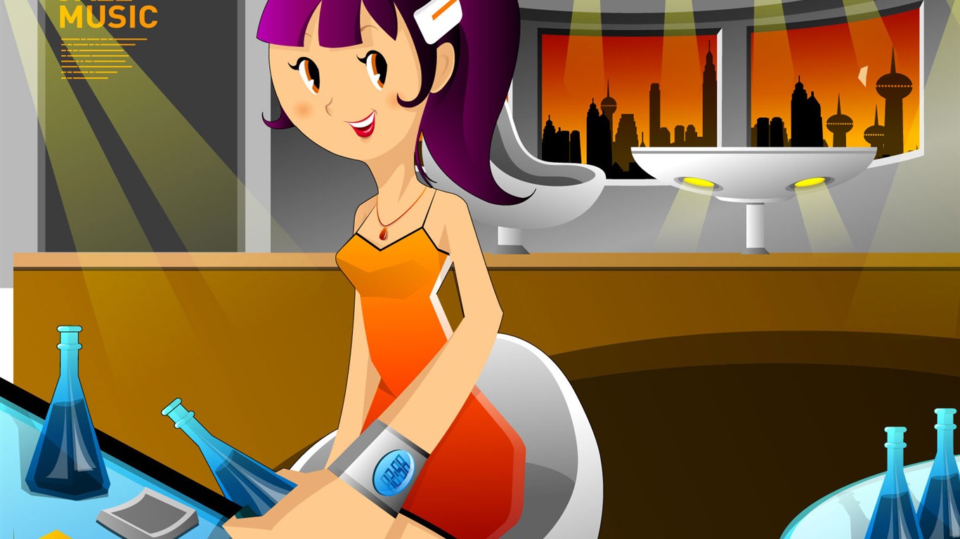 Vector collection of women wallpaper (1) #9 - 1366x768