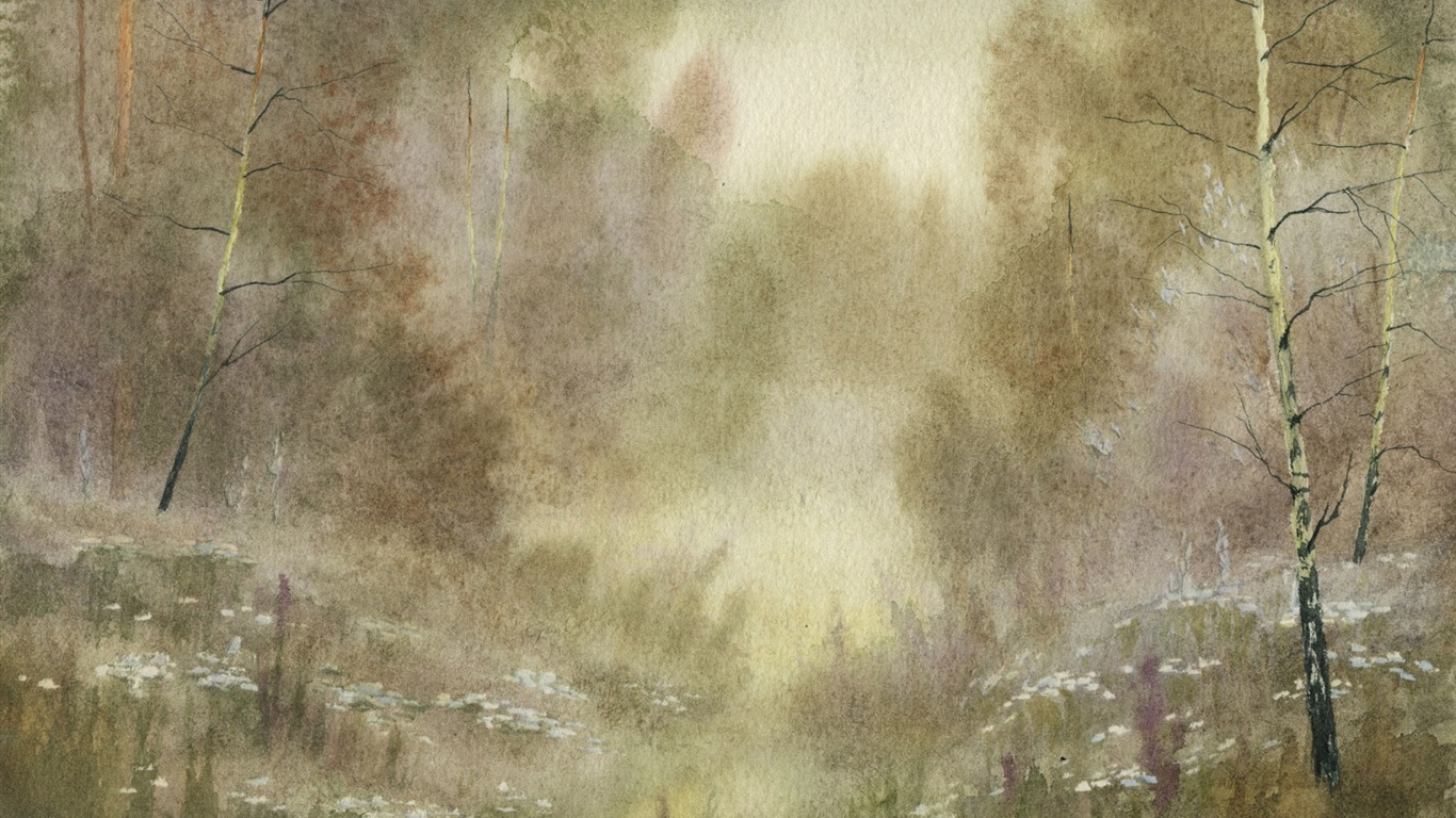 水彩景色 手繪壁紙(一) #2 - 1366x768