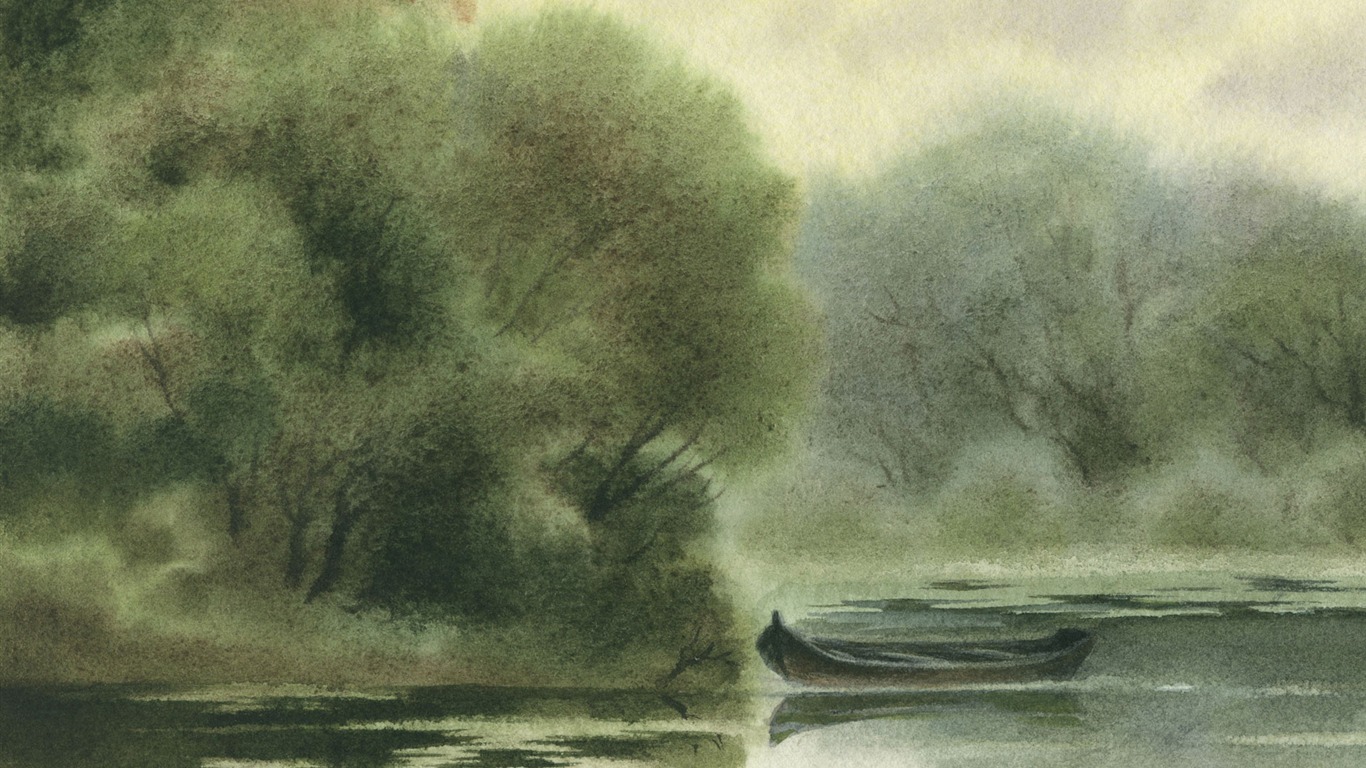 Watercolor landscape hand-painted wallpaper (1) #5 - 1366x768