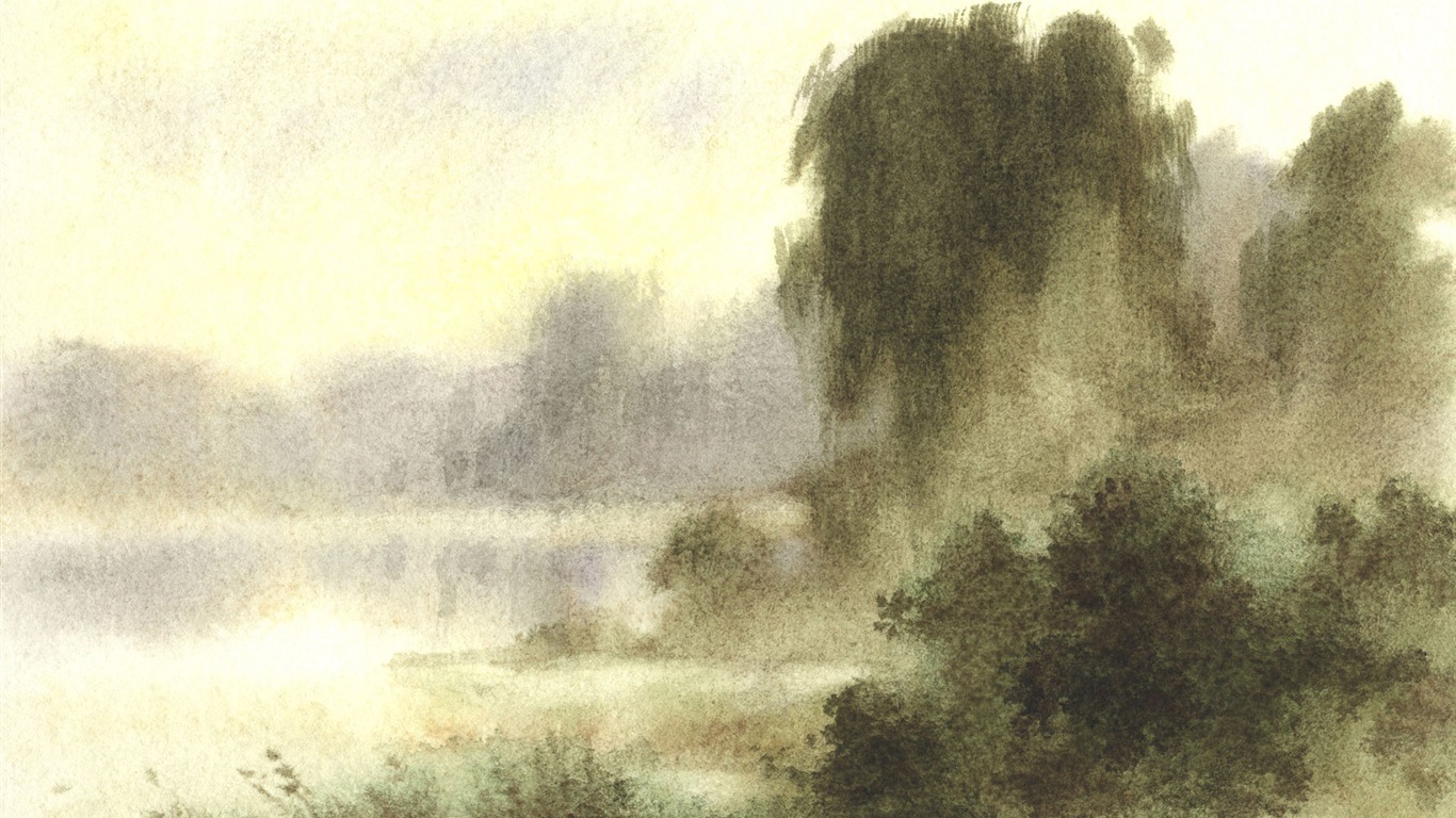 水彩景色 手繪壁紙(一) #17 - 1366x768