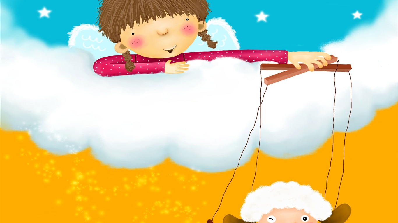 Large cartoon wallpaper (2) #3 - 1366x768