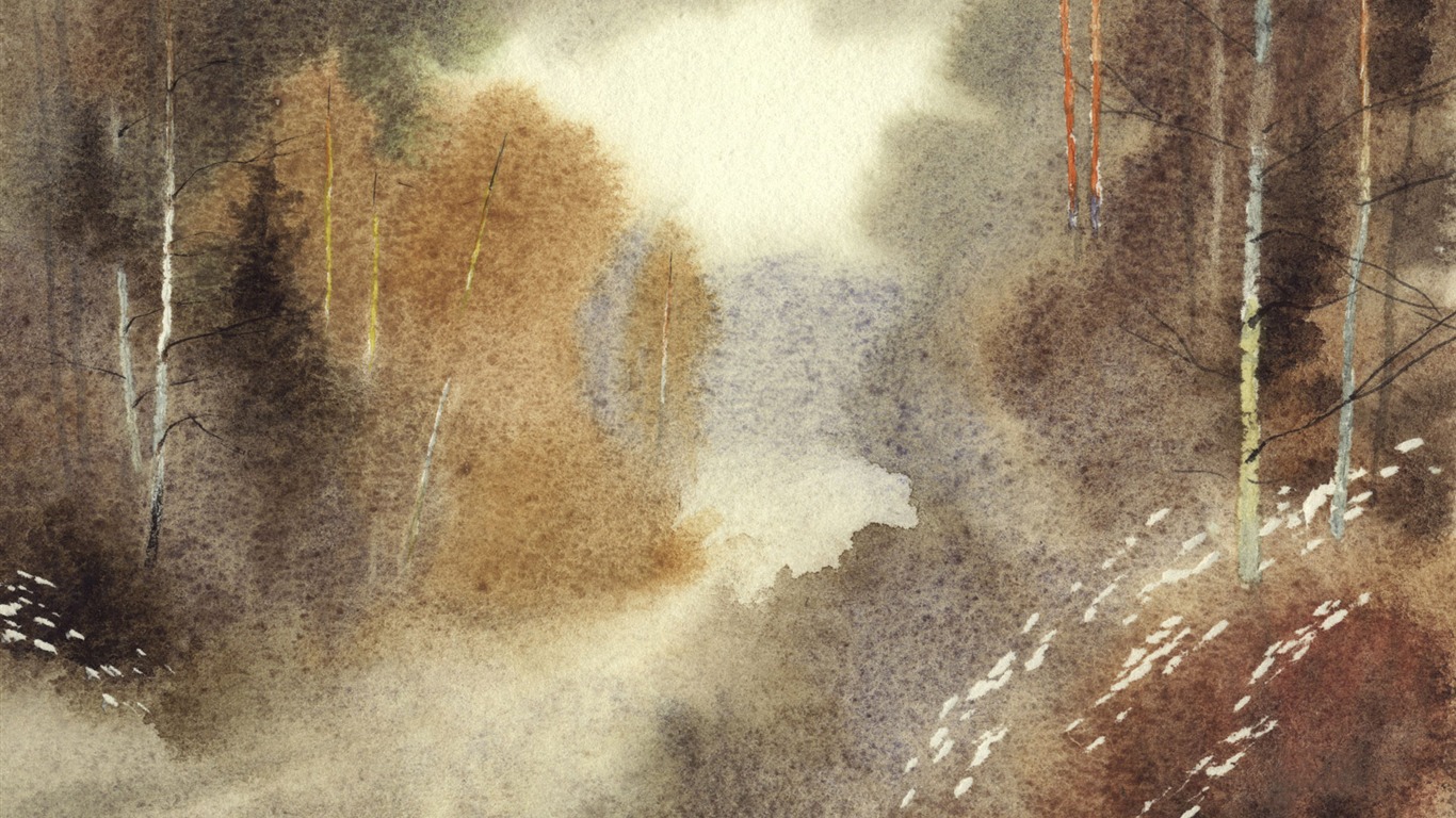 水彩景色 手绘壁纸(二)10 - 1366x768