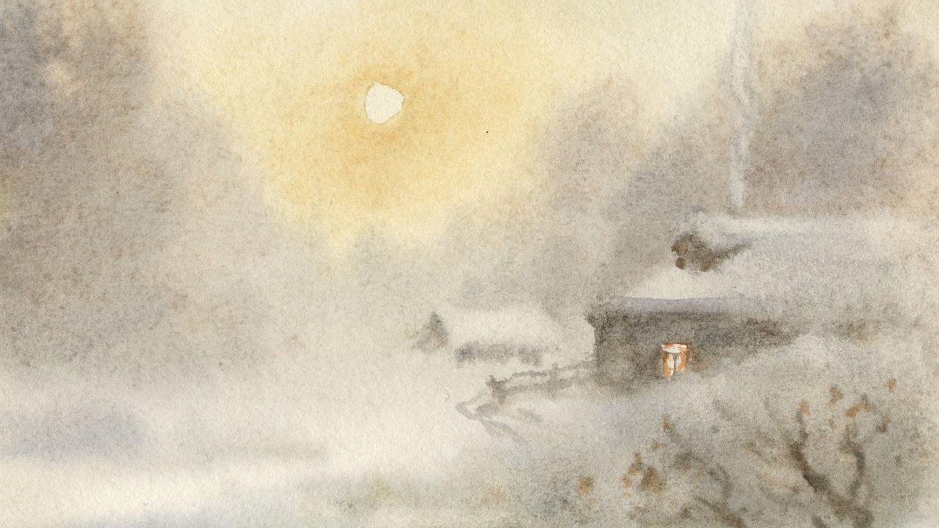 Watercolor landscape hand-painted wallpaper (2) #15 - 1366x768