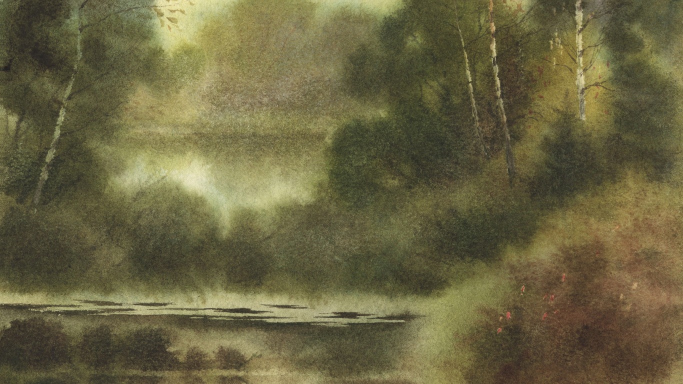 Watercolor landscape hand-painted wallpaper (2) #19 - 1366x768