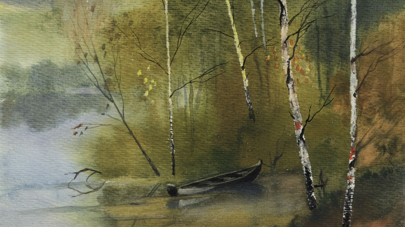 Aquarell-Landschaft handgemalten Tapeten (2) #20 - 1366x768