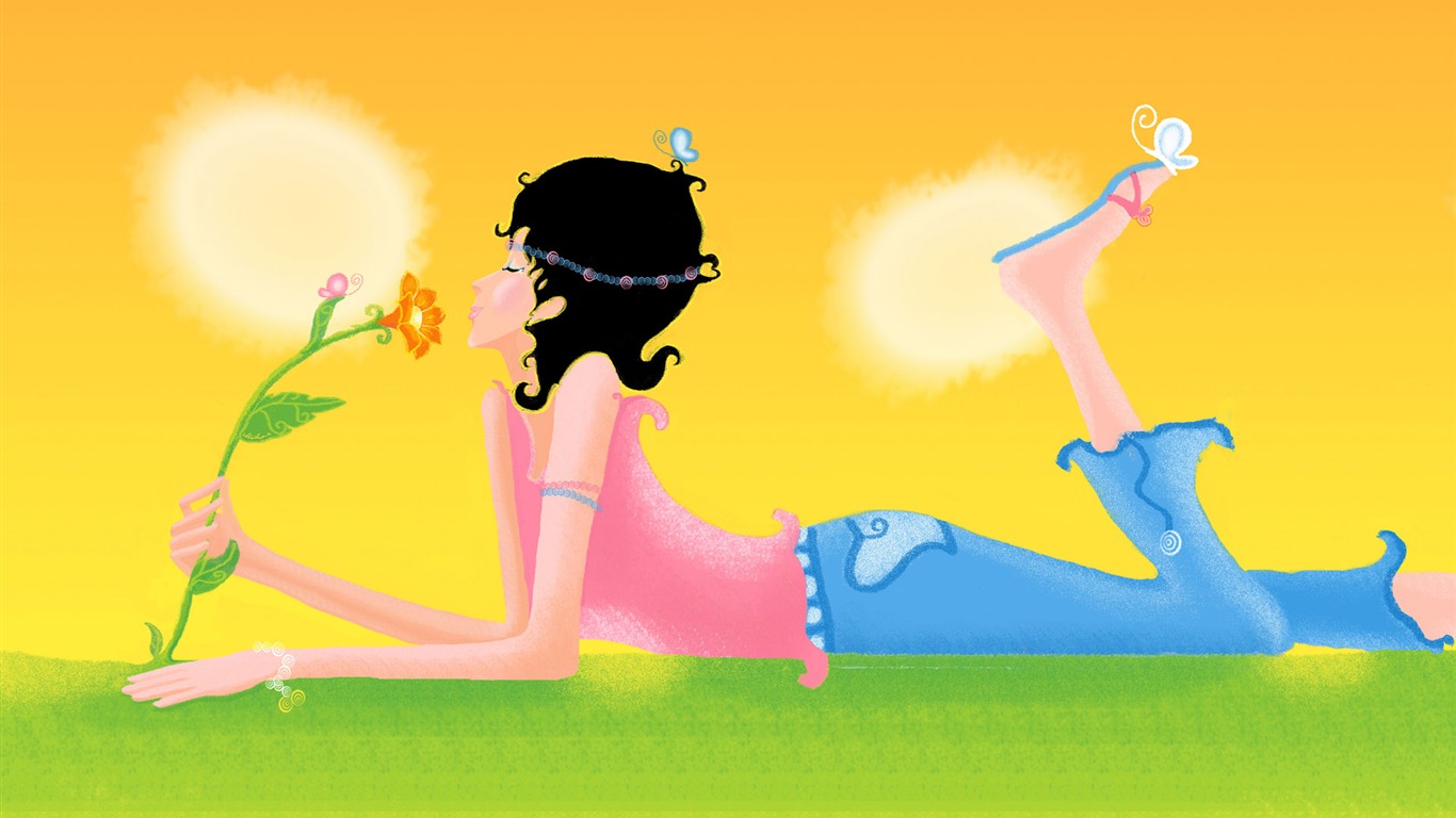 手繪浪漫女孩 壁紙(一) #4 - 1366x768