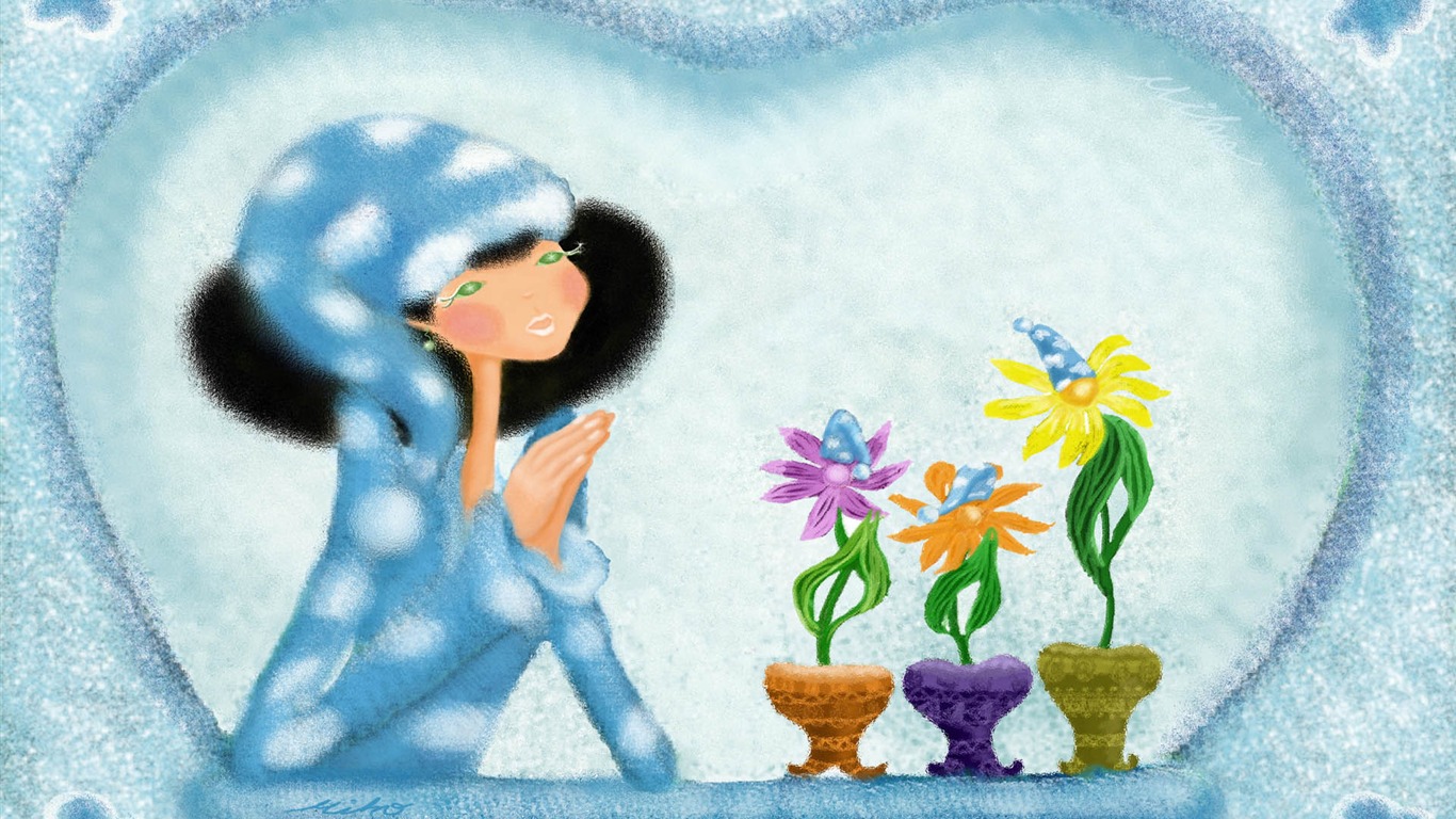 手繪浪漫女孩 壁紙(一) #10 - 1366x768