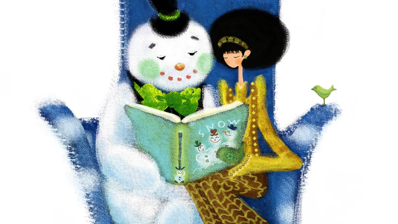 Hand-painted wallpaper girl romance (1) #11 - 1366x768