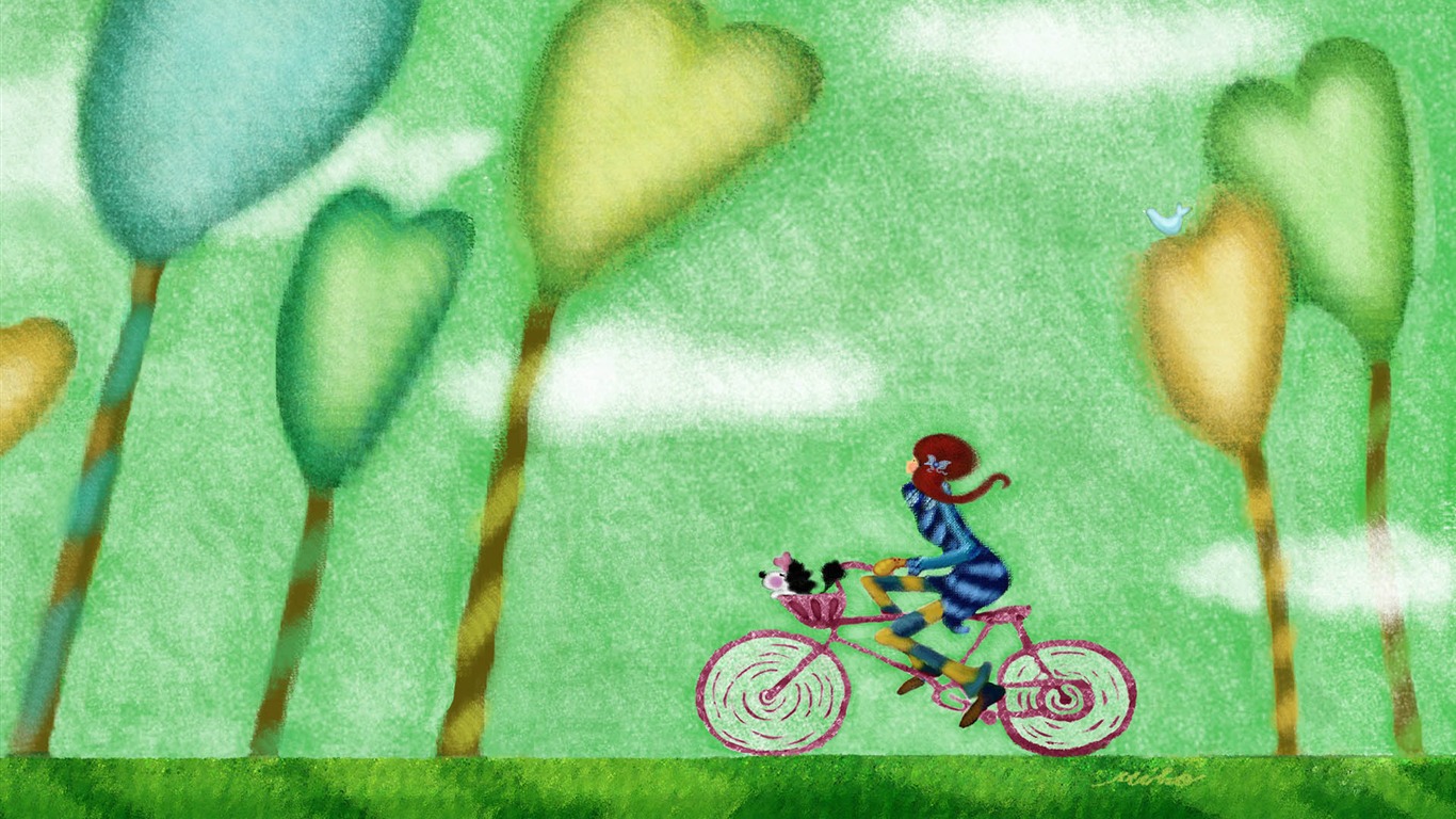 手繪浪漫女孩 壁紙(一) #12 - 1366x768
