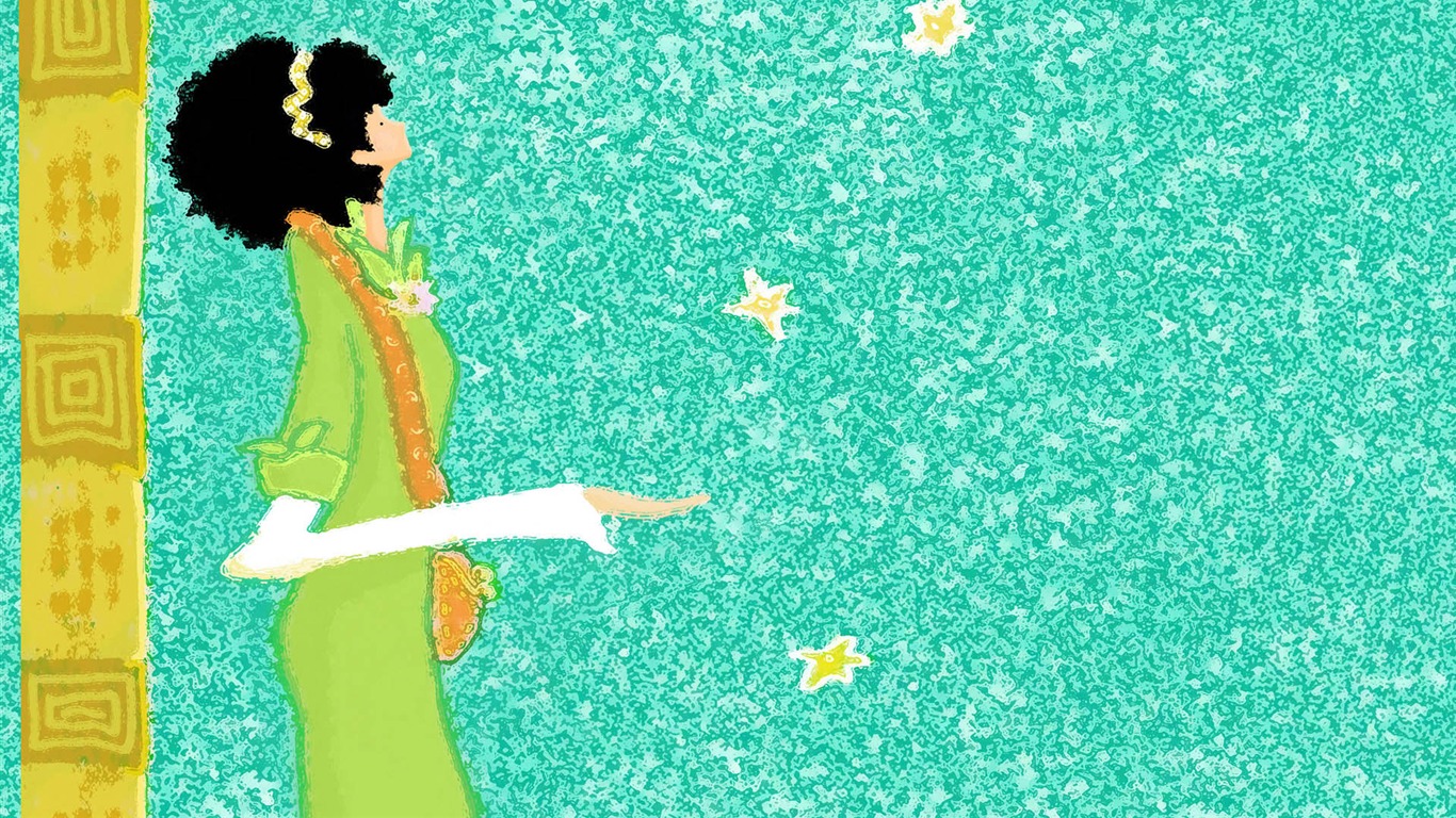 手繪浪漫女孩 壁紙(一) #15 - 1366x768