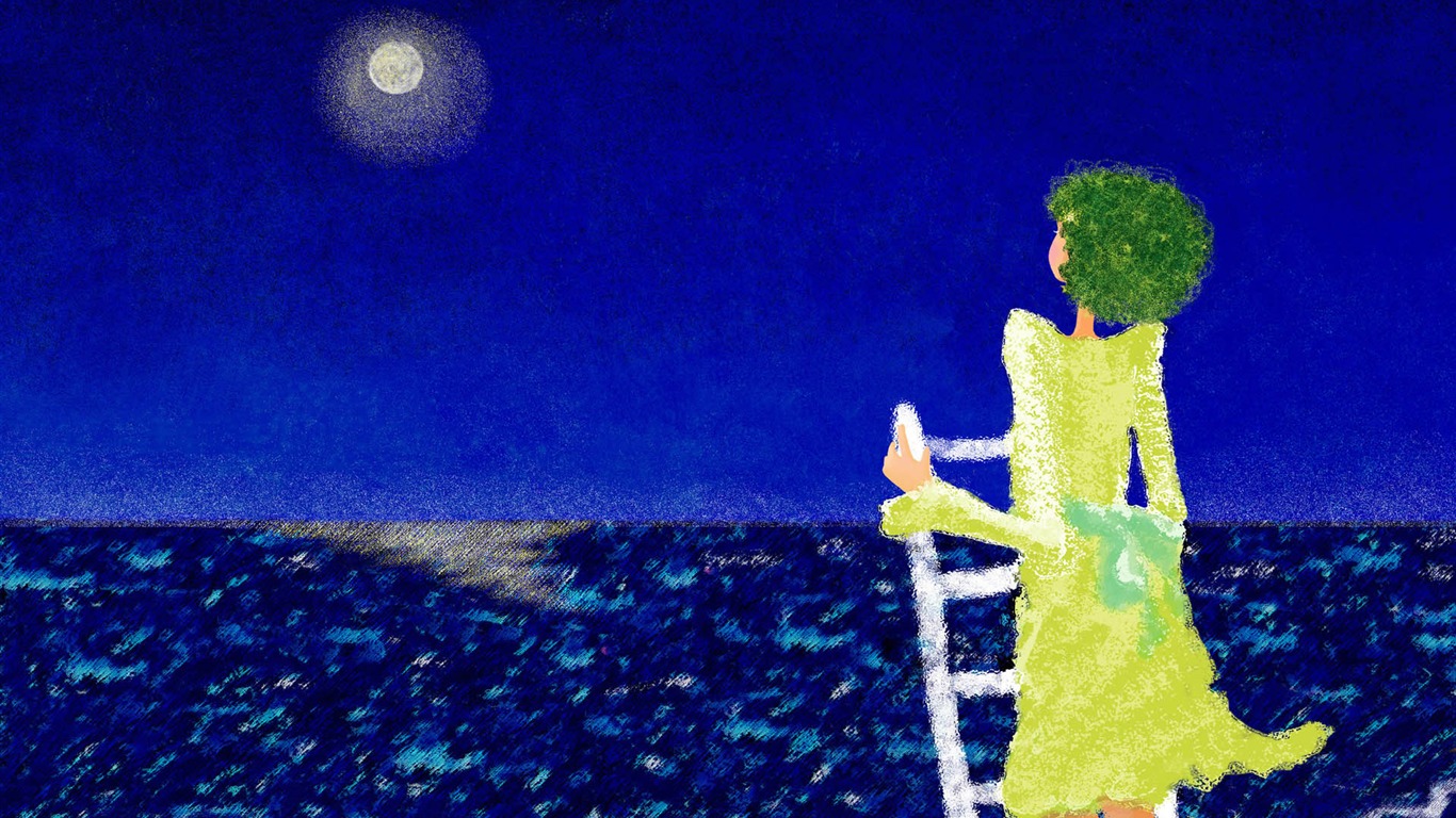 Hand-painted wallpaper girl romance (2) #11 - 1366x768