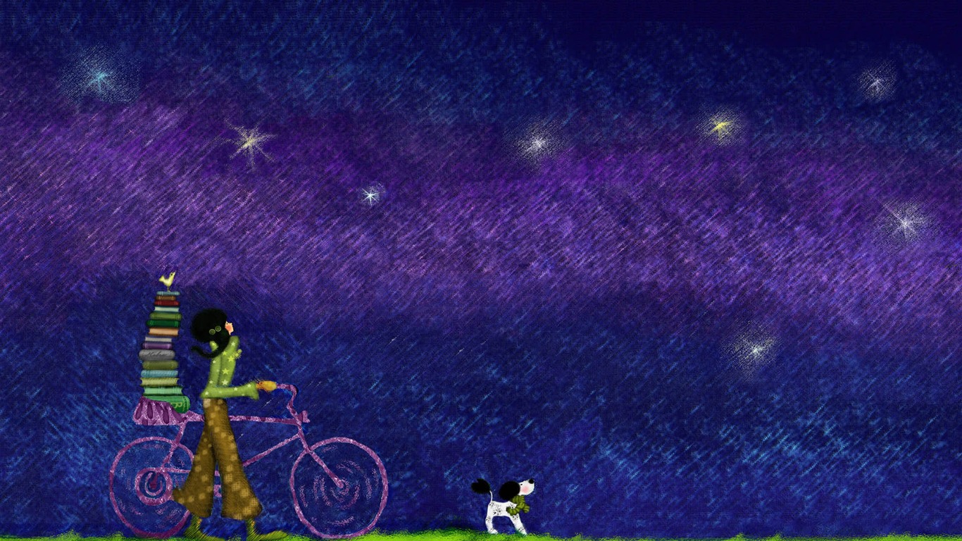 手繪浪漫女孩 壁紙(二) #17 - 1366x768