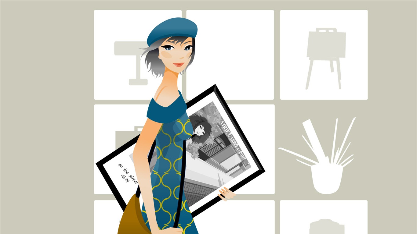 Vector collection of women wallpaper (5) #2 - 1366x768