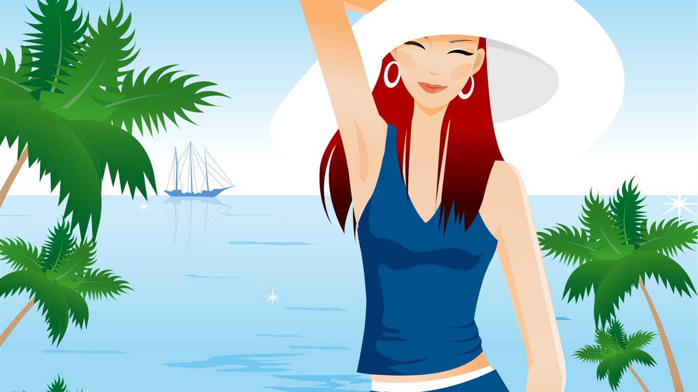 Vector collection of women wallpaper (5) #7 - 1366x768