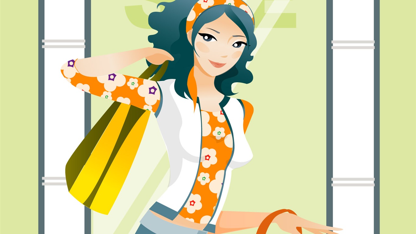 Vector collection of women wallpaper (5) #16 - 1366x768