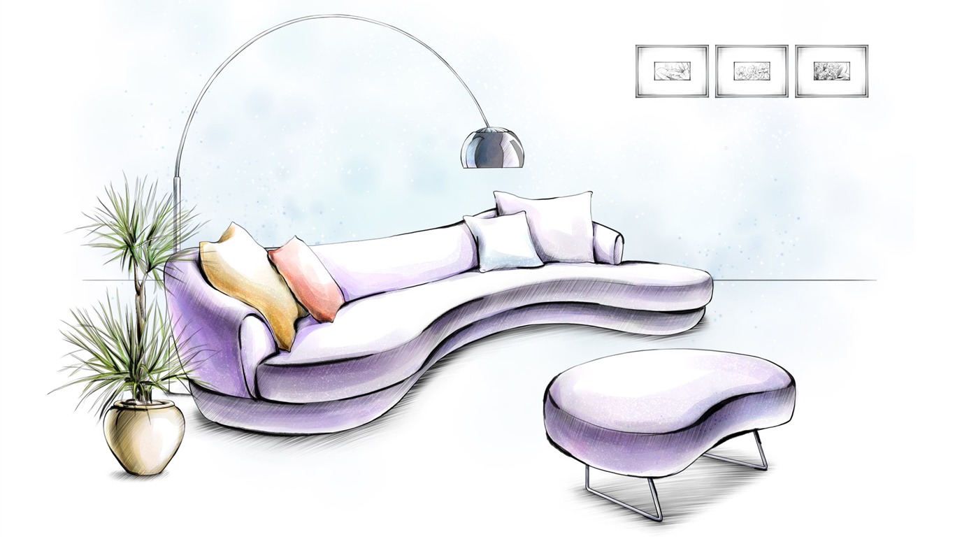 Hand-painted wallpaper indoor home (1) #2 - 1366x768