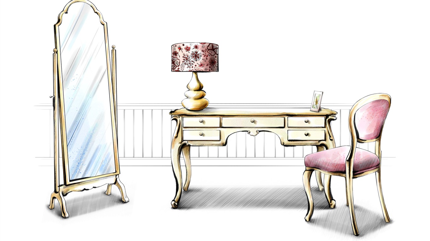 Hand-painted wallpaper indoor home (1) #11 - 1366x768
