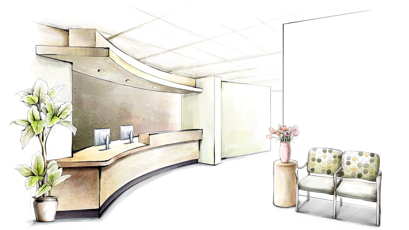Hand-painted wallpaper indoor home (1) #16 - 1366x768