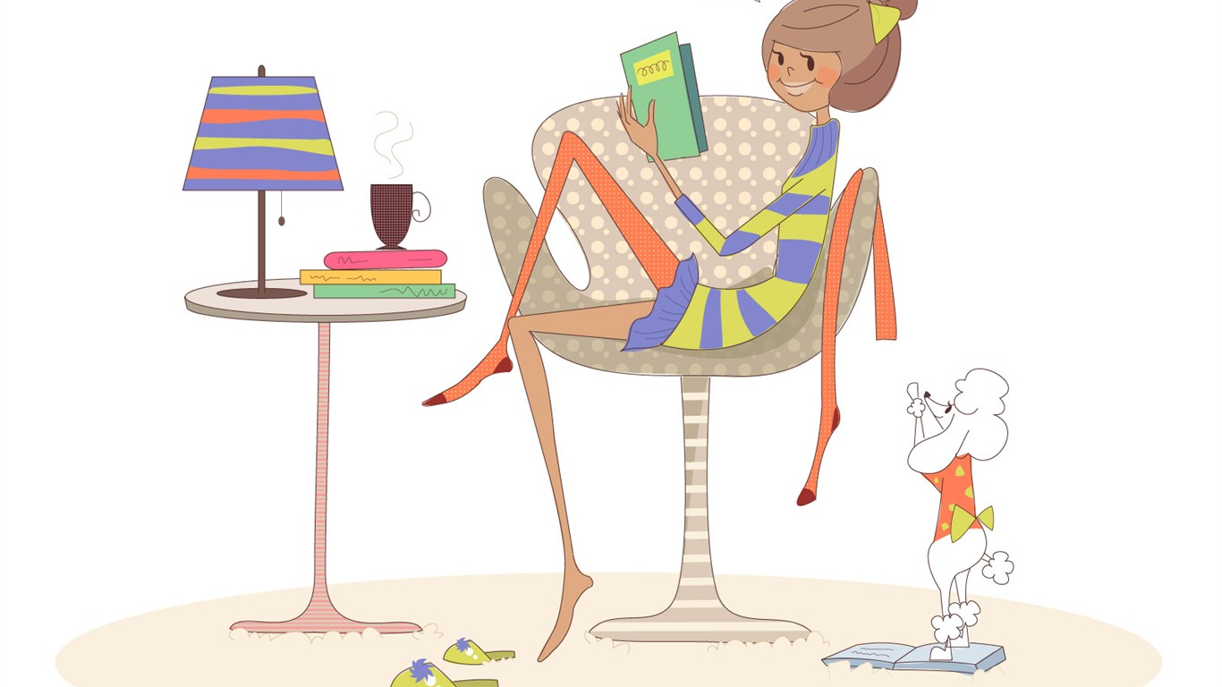 Vector Fashion Girls Wallpaper (2) #9 - 1366x768