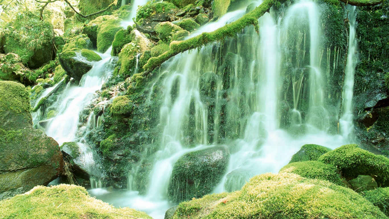 Waterfall streams wallpaper (1) #6 - 1366x768