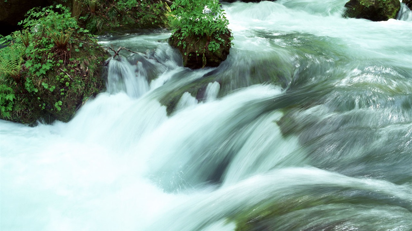 Waterfall streams wallpaper (1) #8 - 1366x768