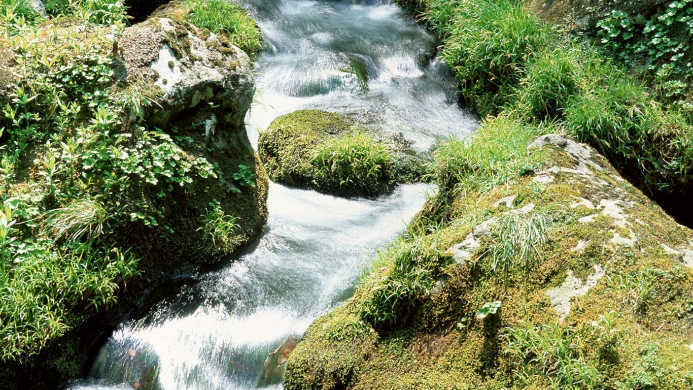 Cascada arroyos fondo de pantalla (1) #20 - 1366x768