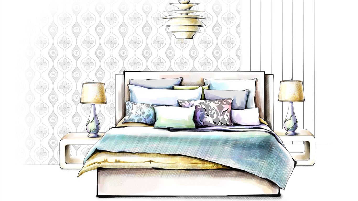 Hand-painted wallpaper indoor home (2) #19 - 1366x768