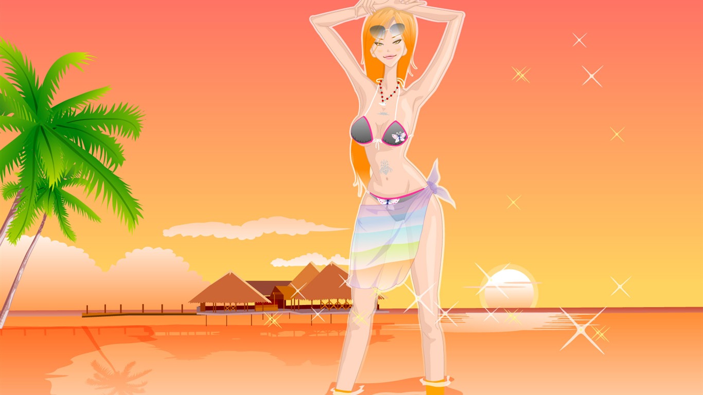 矢量女性合集 壁紙(七) #7 - 1366x768